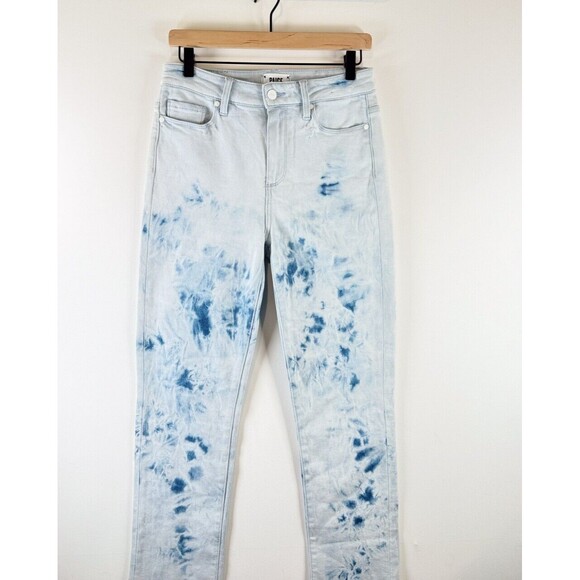 Paige Womens Jeans Blue Indigo Tie Dye Hoxton Slim Crop Straight Raw Hem Size 29 - Picture 5 of 10